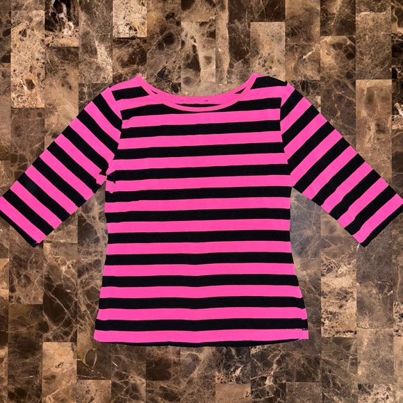 PINK AND BLACK STRIPE TOP - Picture 3 of 3